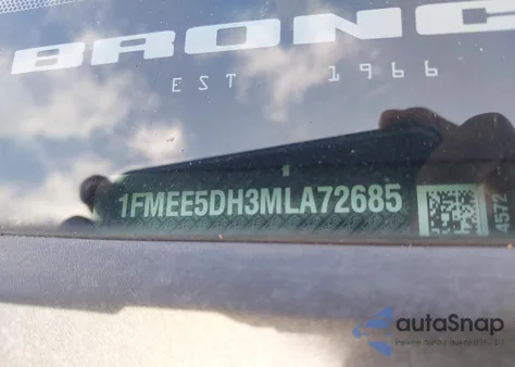 2021 Ford Bronco Big Bend/Black Diamond/Outer Banks/Badlands/Wildtrak из США, поврежденный, VIN 1FMEE5DH3MLA72685